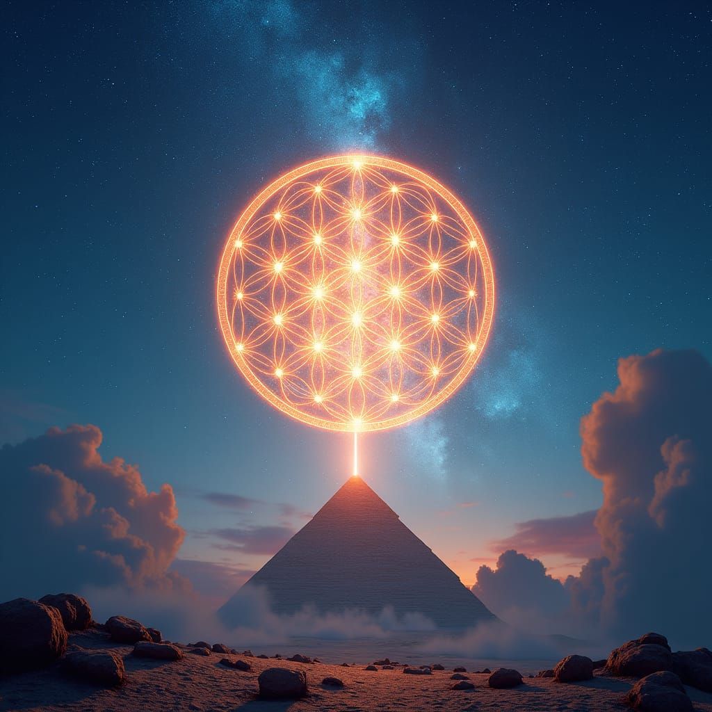 Flower of Life and Chakras with Lyra Constellation