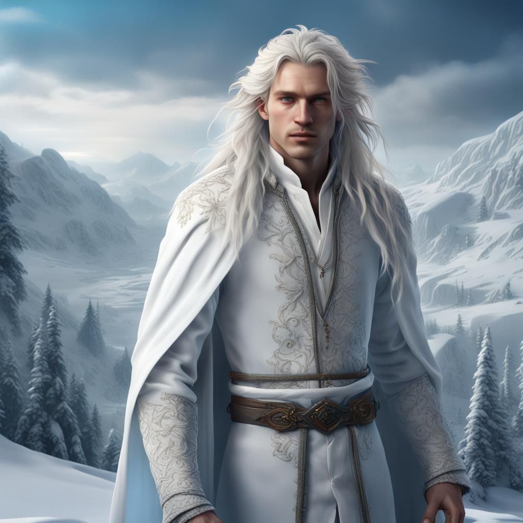 Young Wizard in Snowy Landscape: Fantasy Concept Art