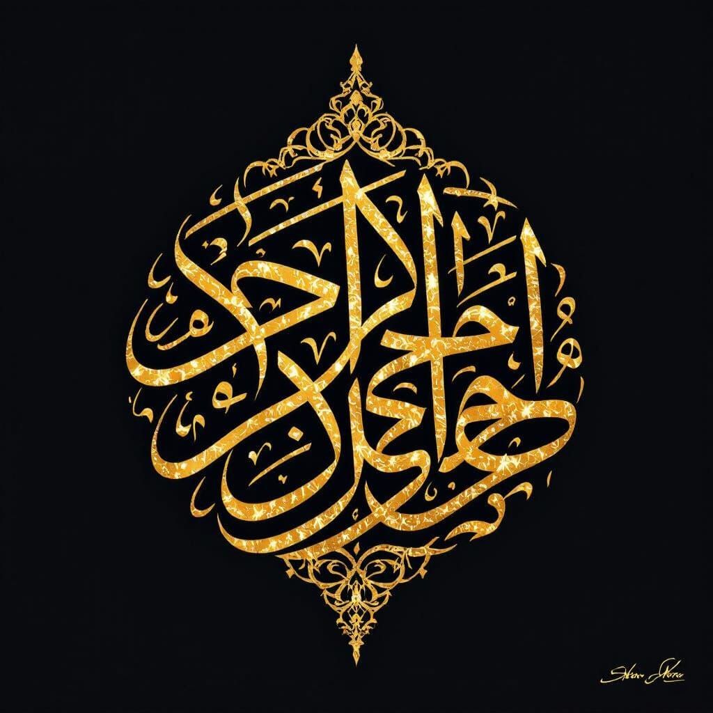 Golden Arabic Calligraphy Art with Wisdom Verse