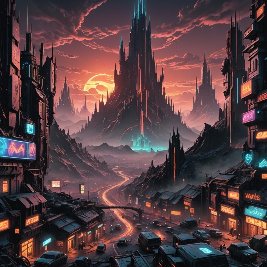 Cyberpunk Mordor: A 1990s Comic Book Vision