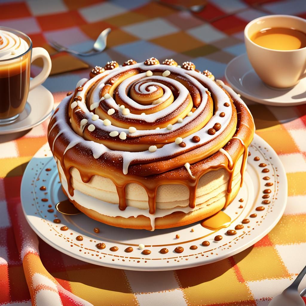 Cinnamon Roll in Cozy Bakery: 3D Pixar Art