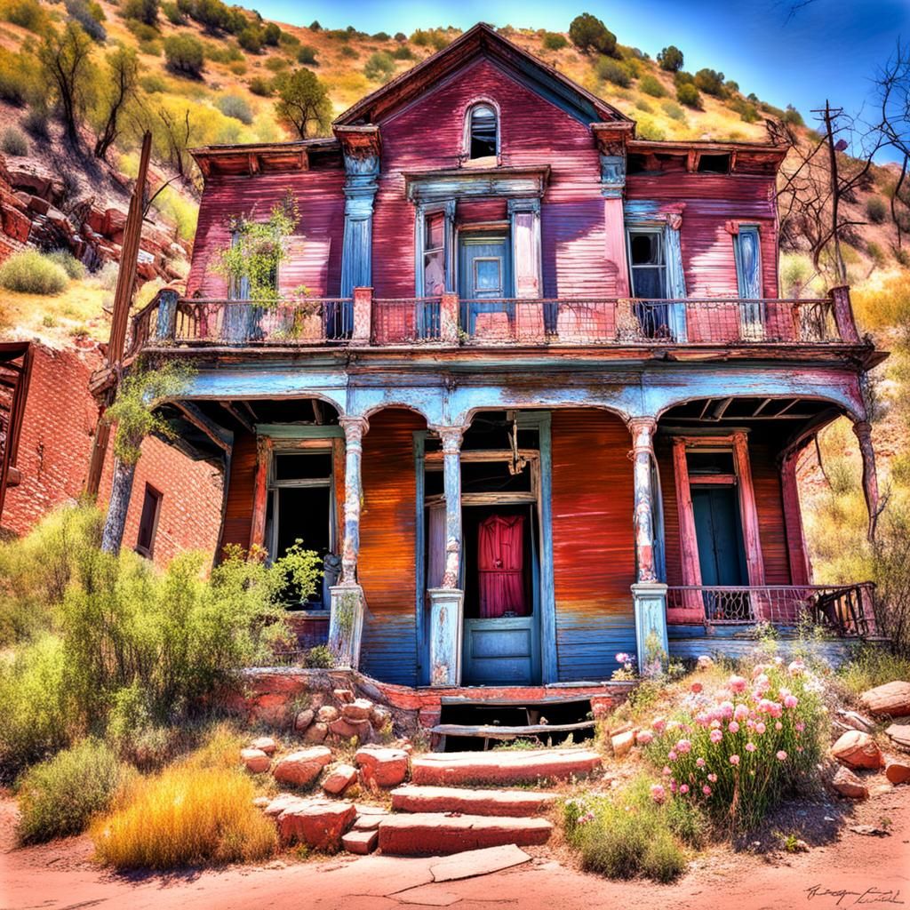 Abandoned Mining Town in Rococo Style, Hyperrealistic