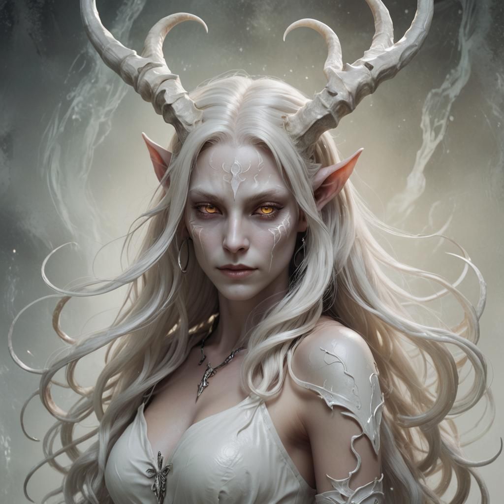 Tiefling Woman in Splash Art Style