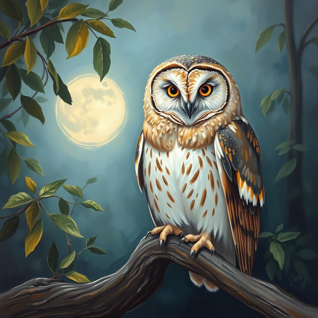 Majestic Barn Owl in Neo-Impressionist Expressionist Style