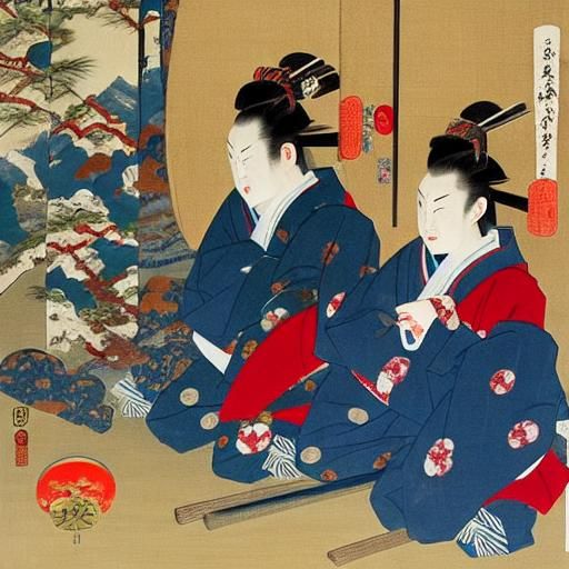 Samurai Drinking Sencha in Ukiyo-e Style