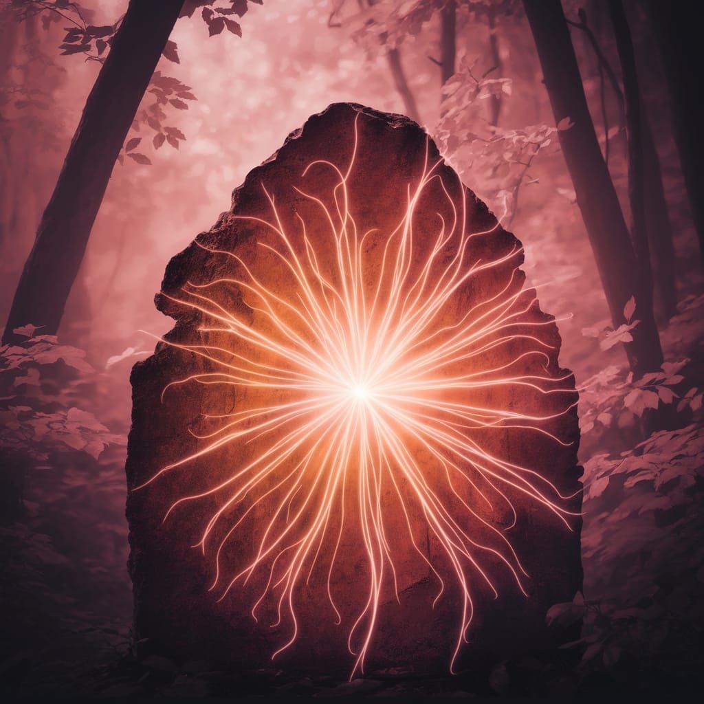 Mystical Light Flux in Ancient Forest