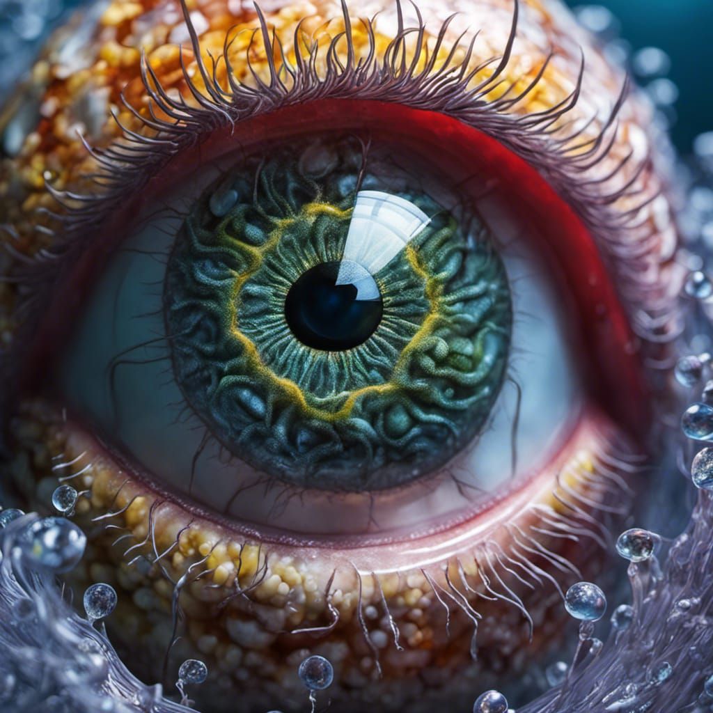 Detailed Macro Art of Eyeball with Water Iris
