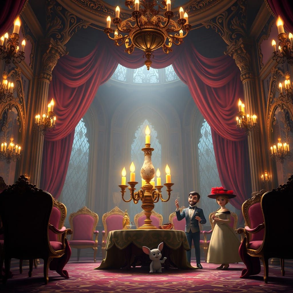 Enchanted Ballroom Elegance in Fantasy Concept Art Style