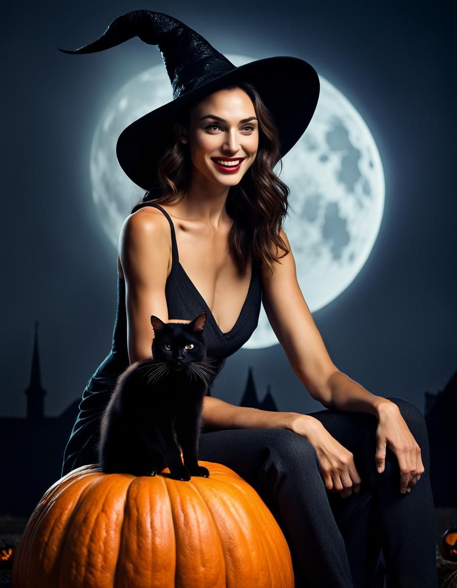 Gal Gadot as Smiling Halloween Witch
