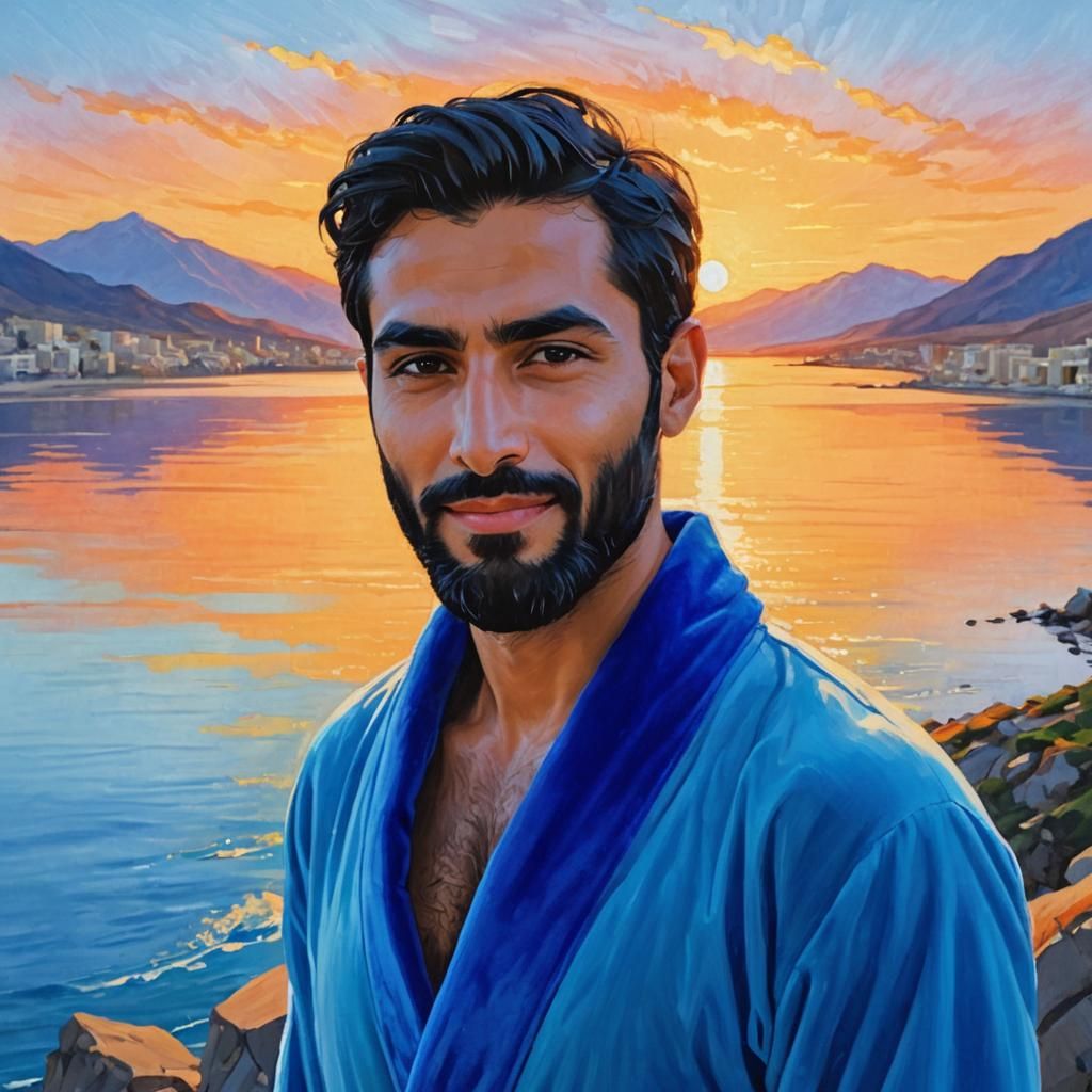 Neo-Expressionist Portrait of Man in Velvet Robe