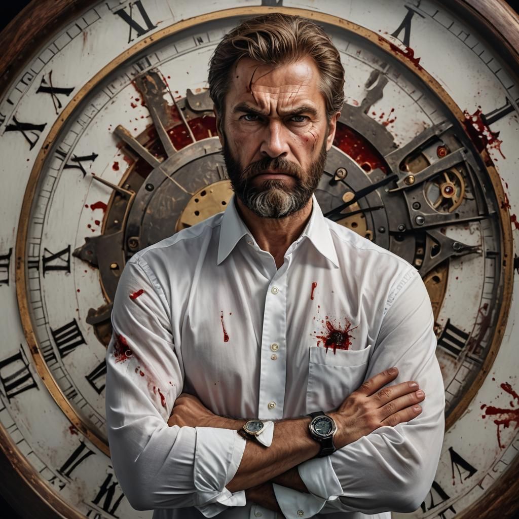 Angry Middle-Aged Man Portrait in Hyperrealistic Style