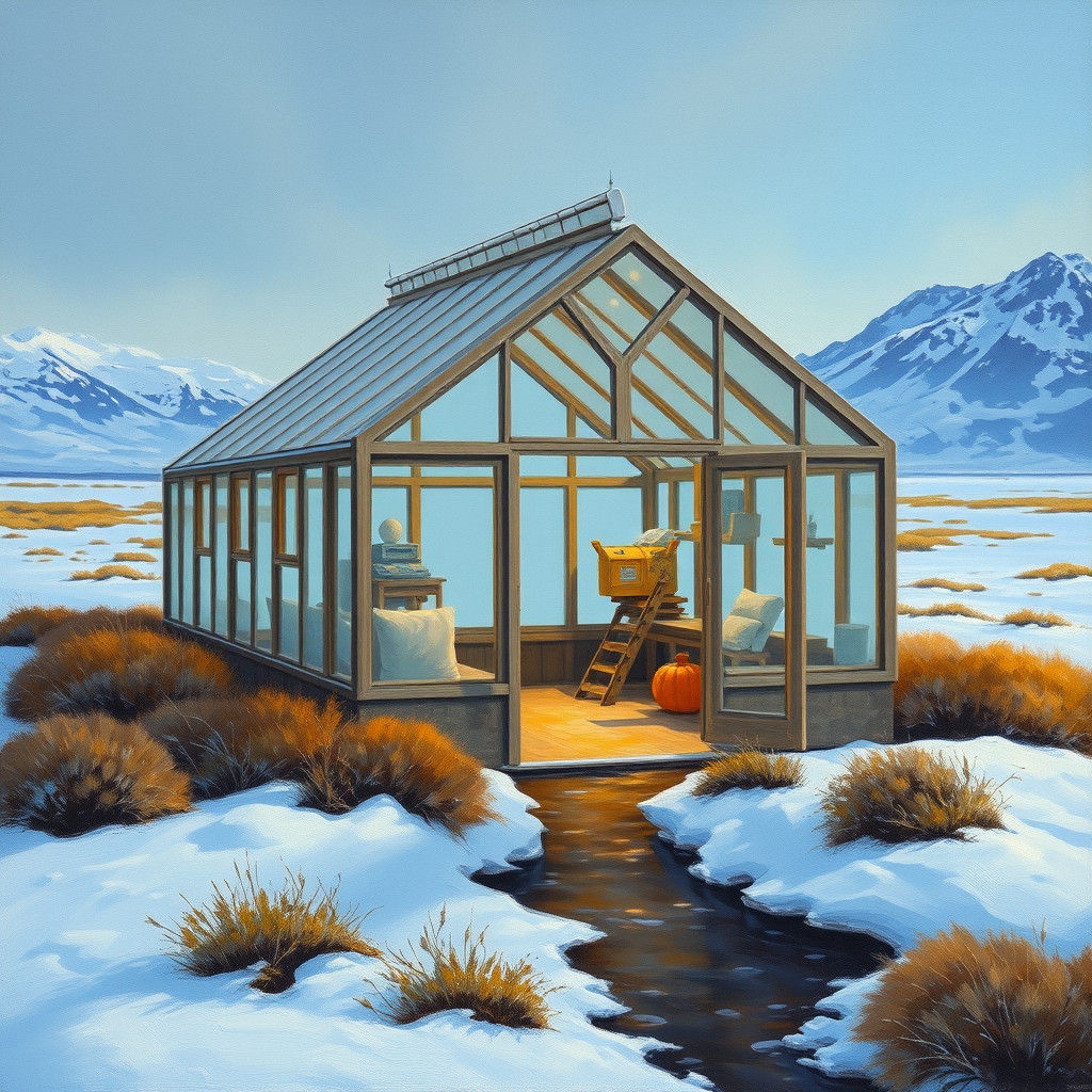 Arctic Greenhouse: Oil Painting in Realist Style