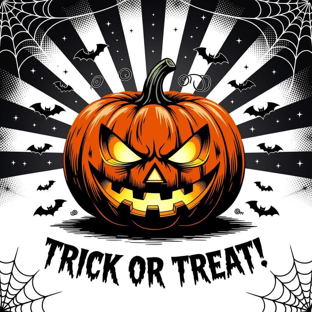 Menacing Halloween Pumpkin with Gothic Typography