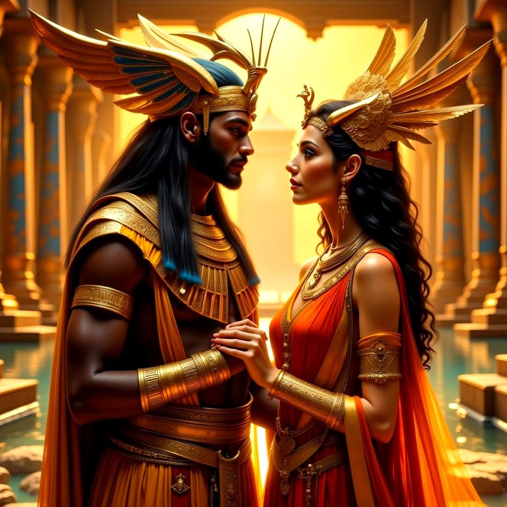 Ancient Egyptian Deities in Golden Glory