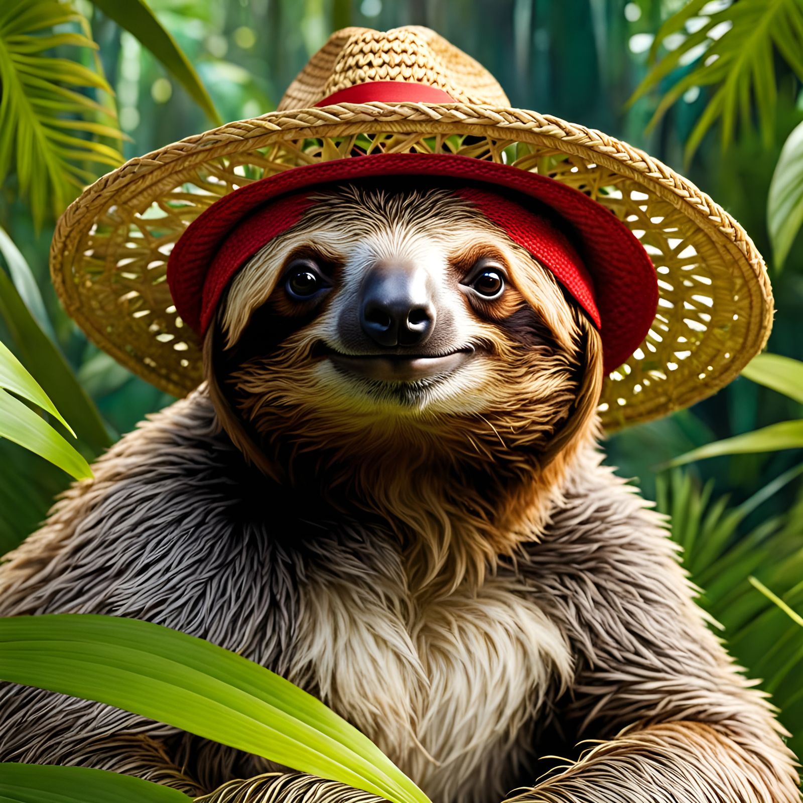 Adorable Sloth with Red Beard in Jungle