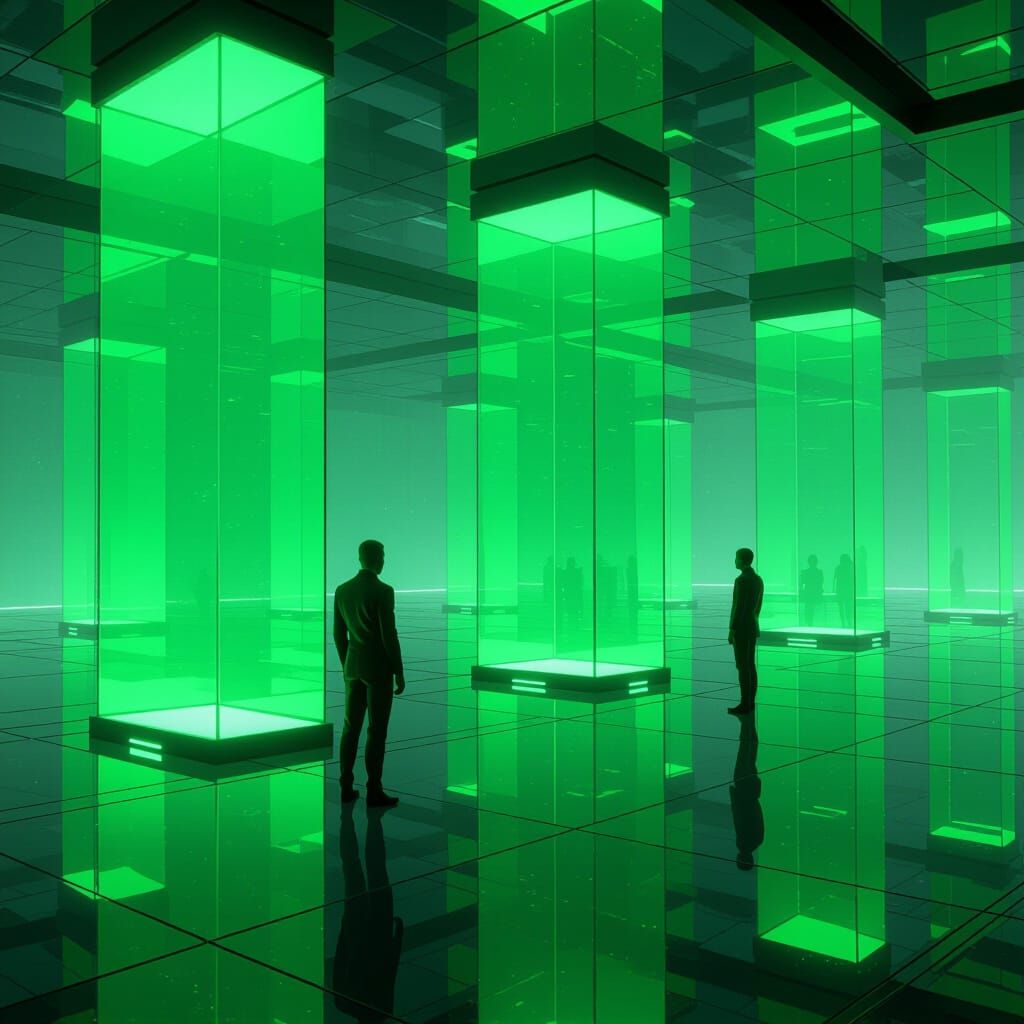 Futuristic Green Translucent Panels in Sci-Fi Style