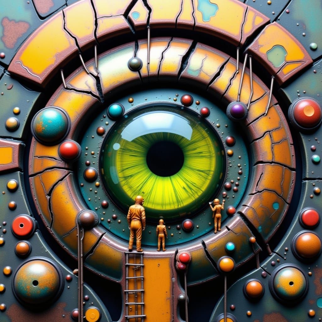 Cyberpunk Portrait of a Cracked Orbital Socket in a Post-Apo...