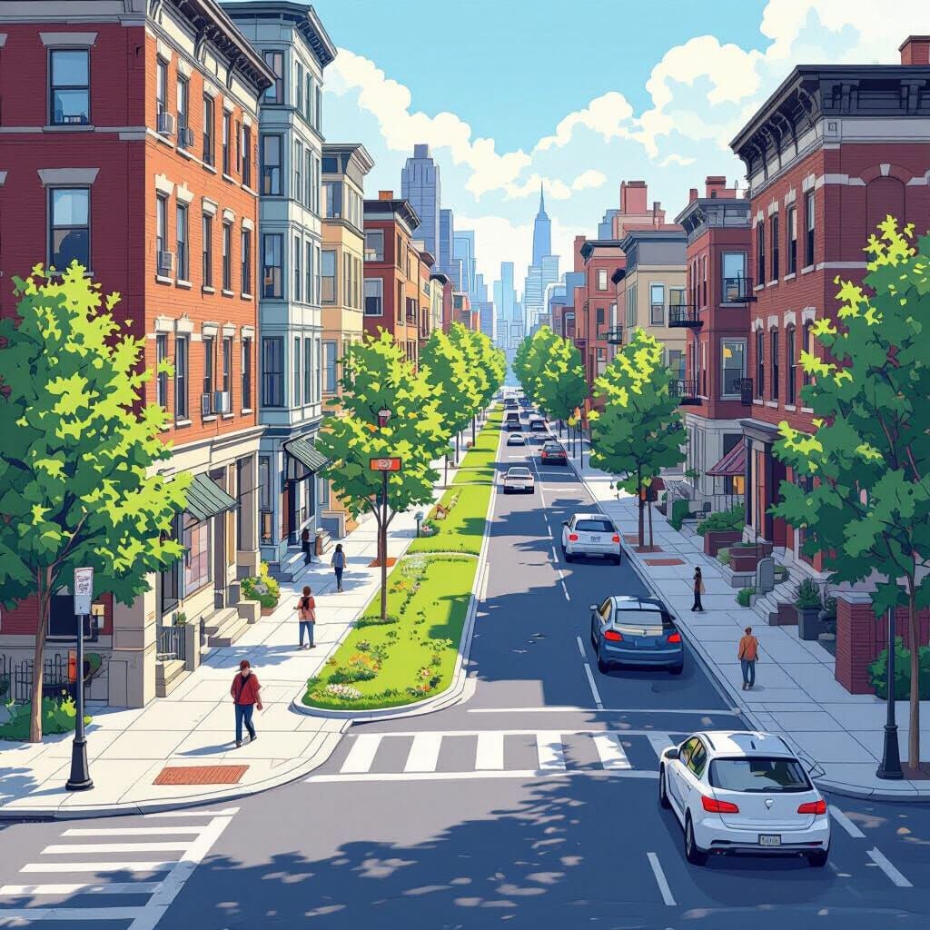 Blue-Green Street System Cross-Section Technical Illustratio...