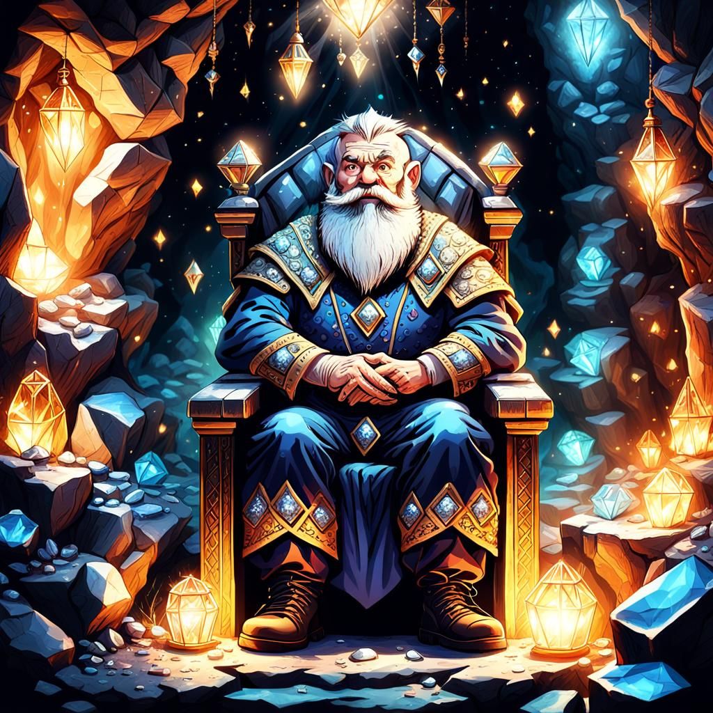 Diamond-Bearded Dwarf King on Gemstone Throne