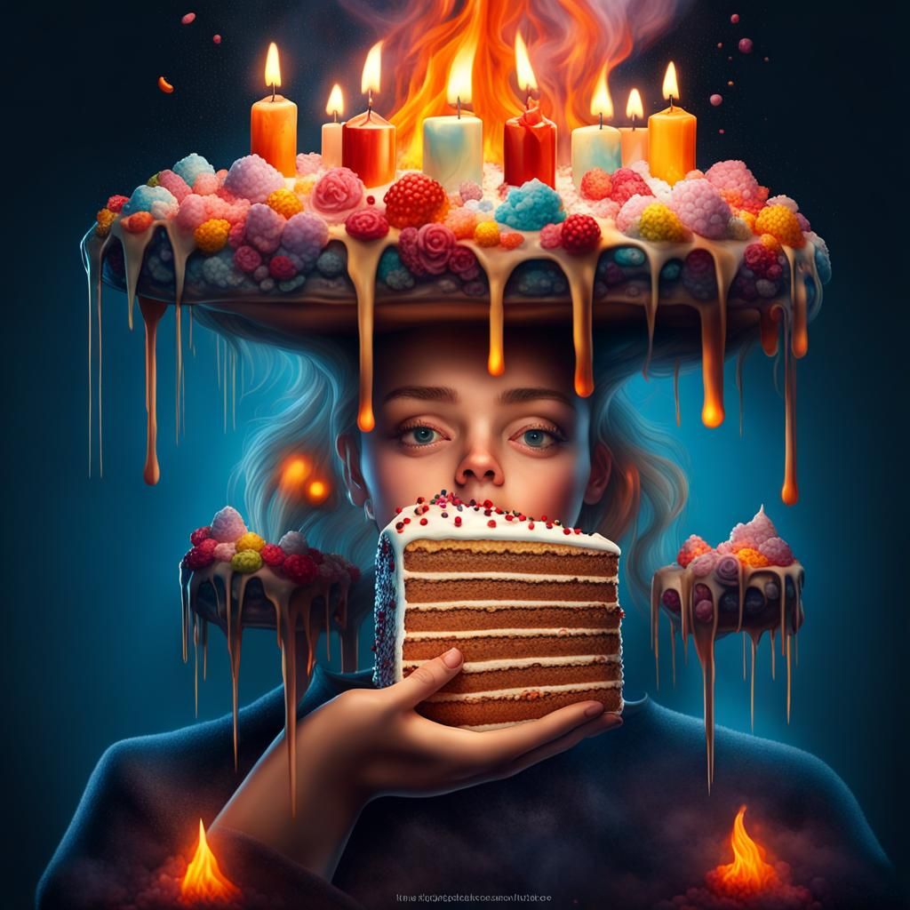 Psychedelic Ice Cream Cake with Candles