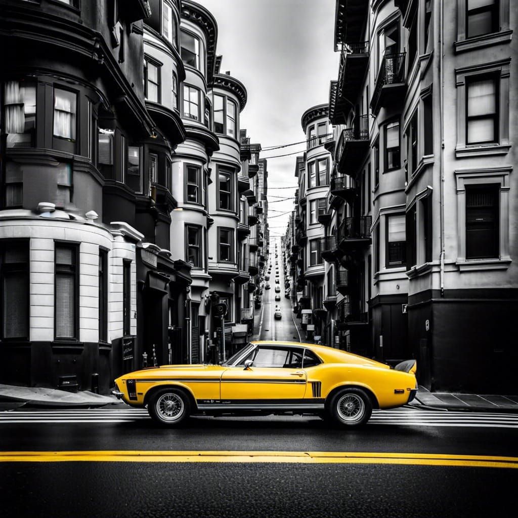 Black and Yellow City Street at Night