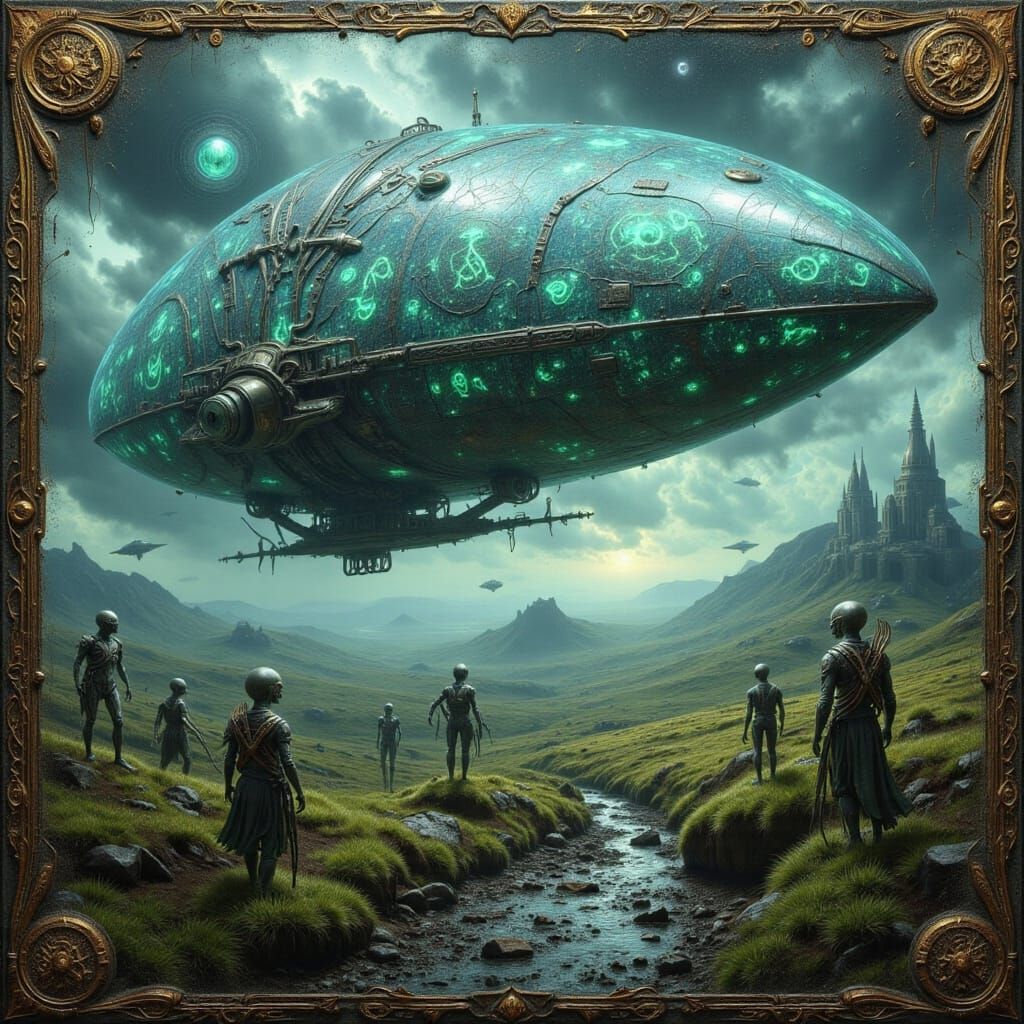 Surreal Map of Ireland with Ancient Alien Airship