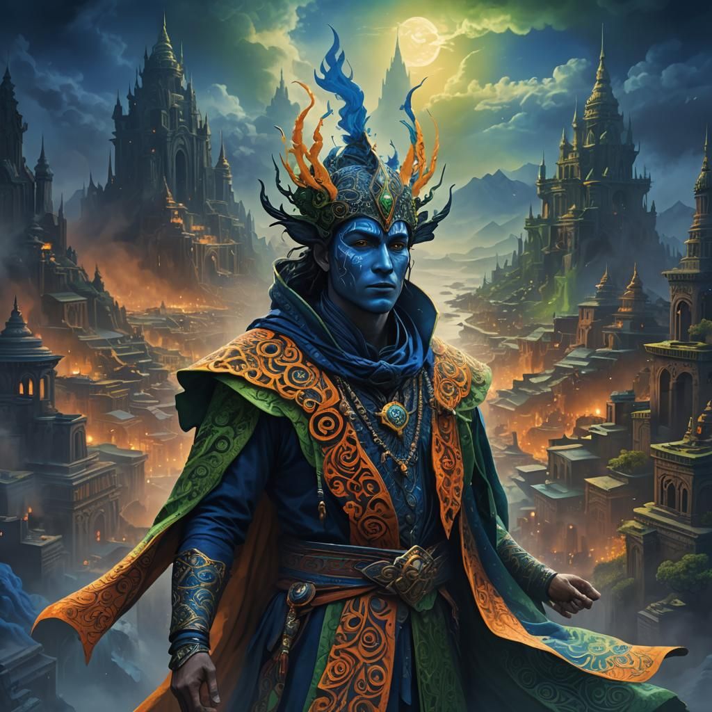 Mystical Performer in Labyrinthine Cityscape: Digital Matte ...