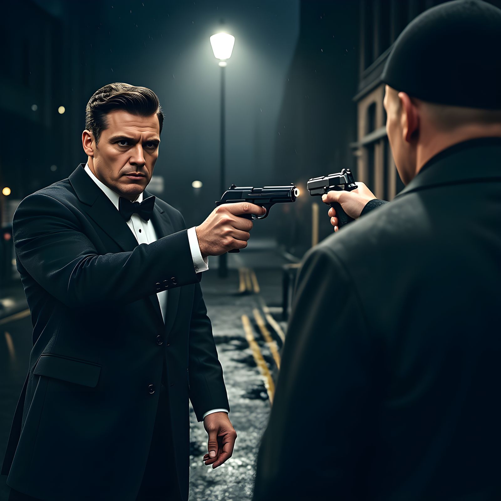 handsome debonair, James Bond style hero, muscular, British ...