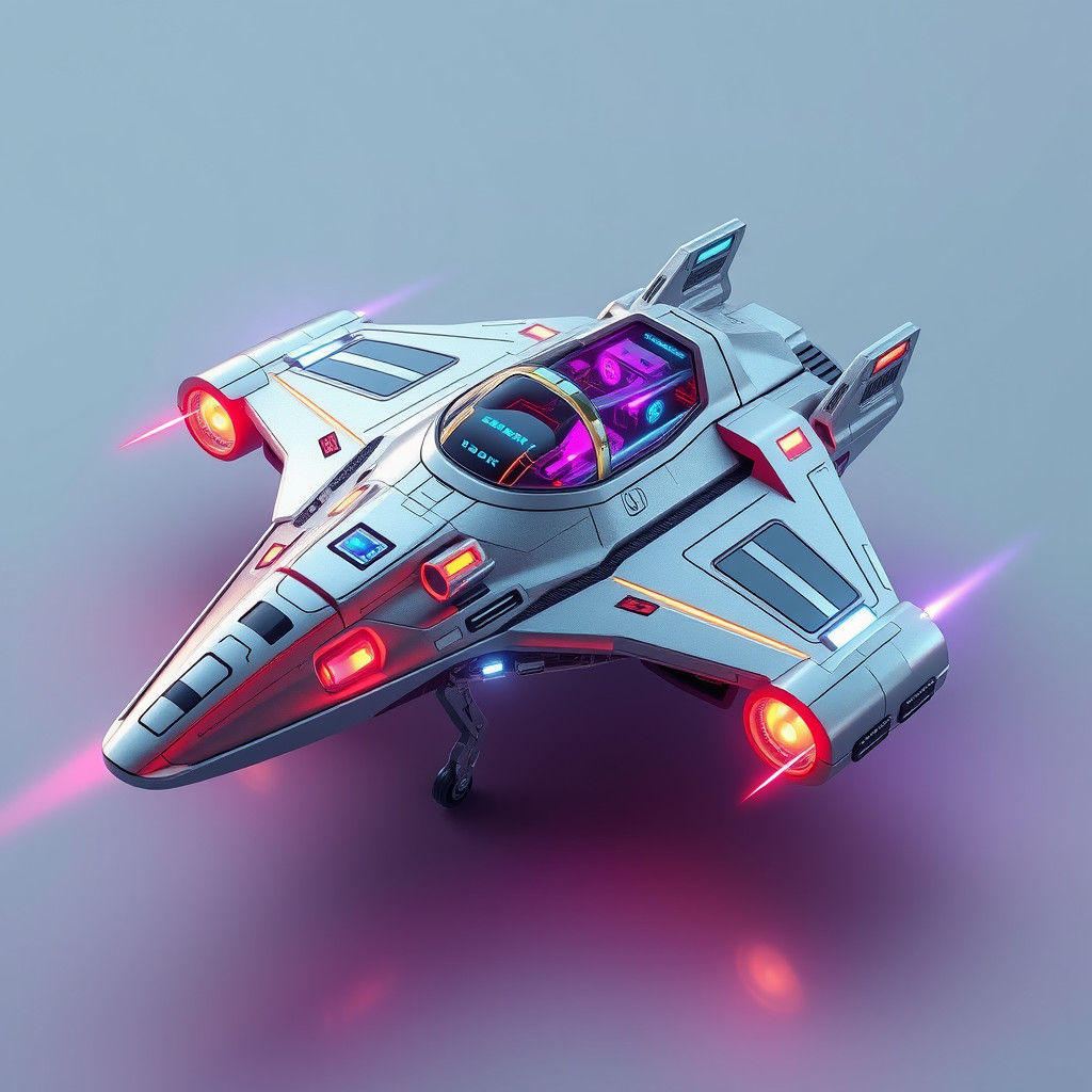 Sleek Futuristic Toy Spaceship in Retro-Futuristic Style