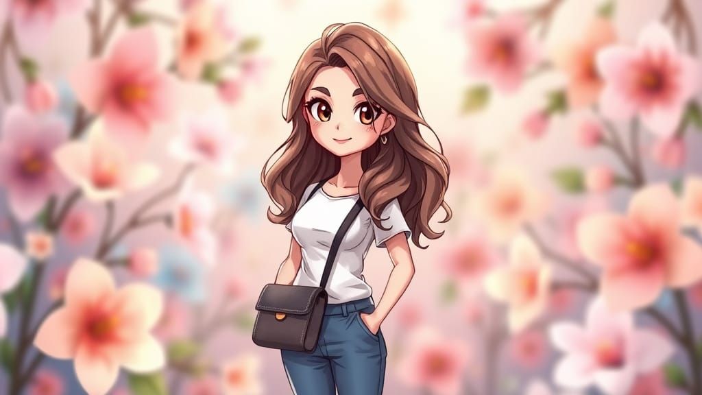 Chibi Woman Exudes Elegant Charm in Soft Pastel Hues