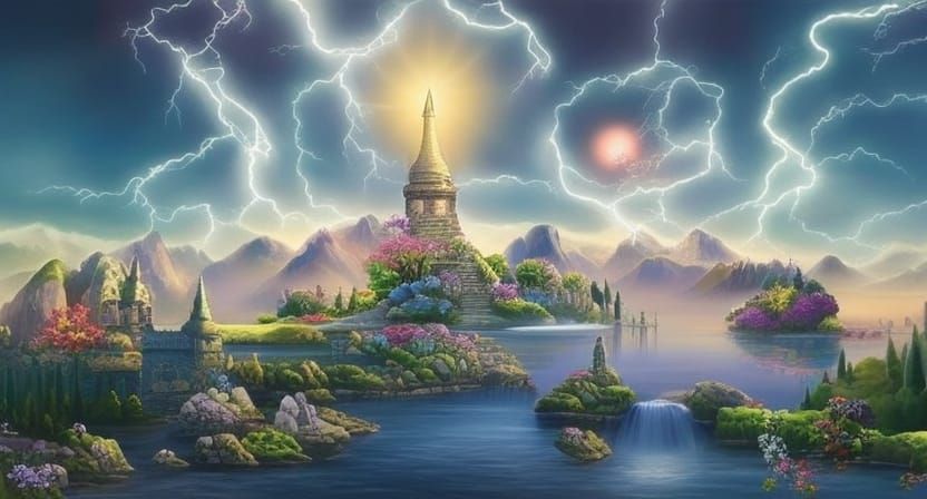 Yin Yang of Swirling Flowers in Art Nouveau Style