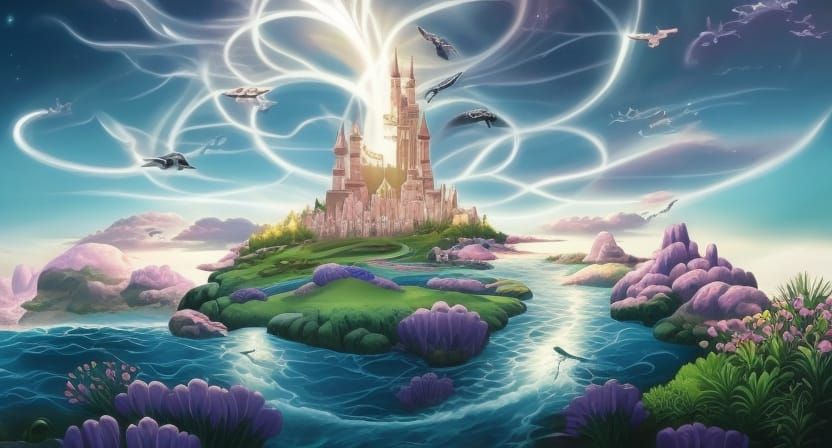 Yin Yang Symbol in Art Nouveau Floral Style