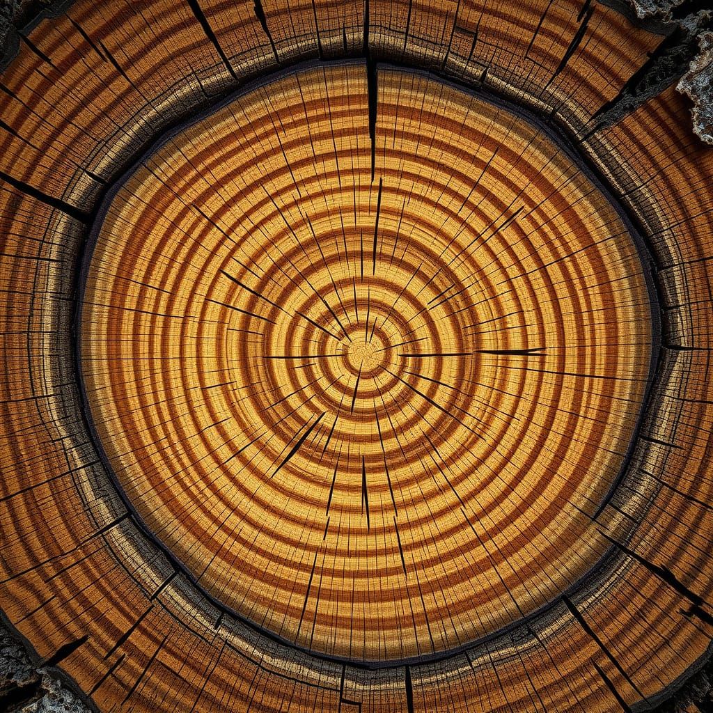 Tree Trunk Cross-Section in Art Nouveau Style