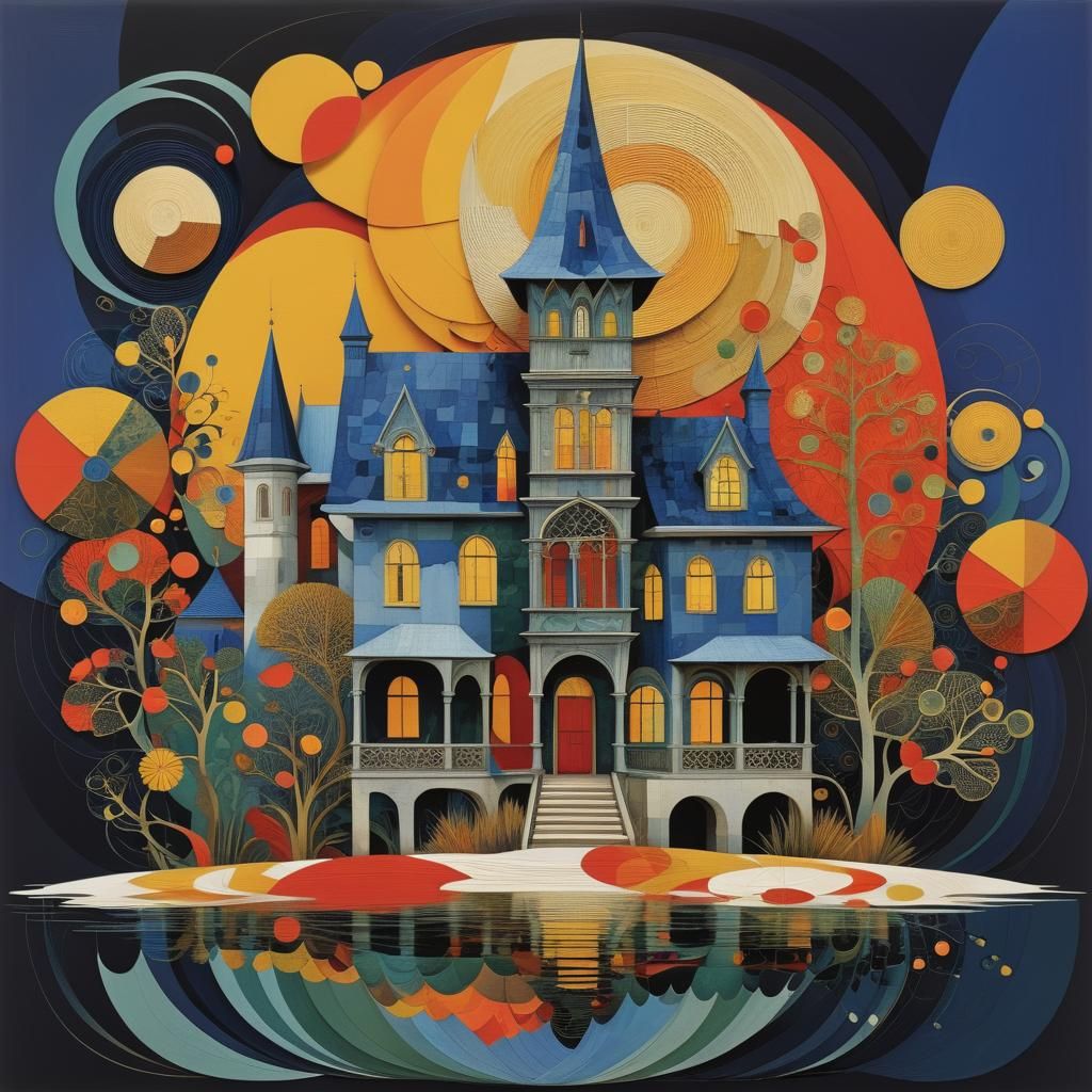 Abstract Fractal Design with Zentangle Pattern