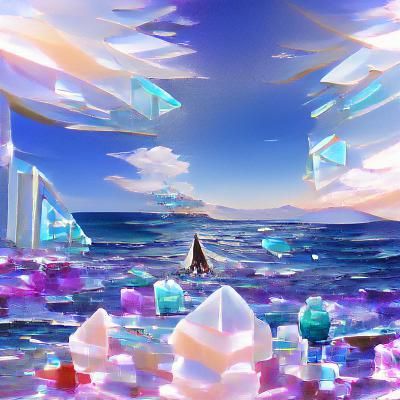 Crystal Ocean Visualized by AI
