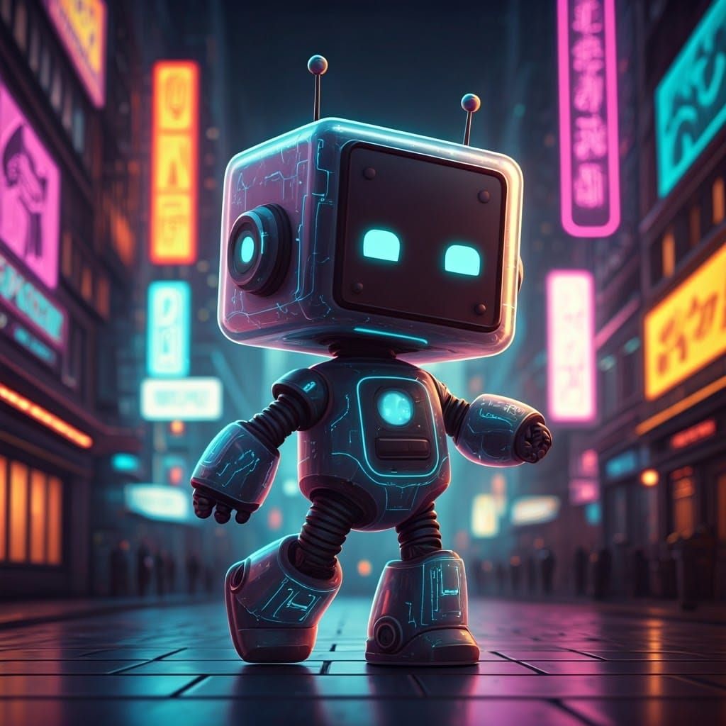 A Chibi adorable Cube Head Dancing