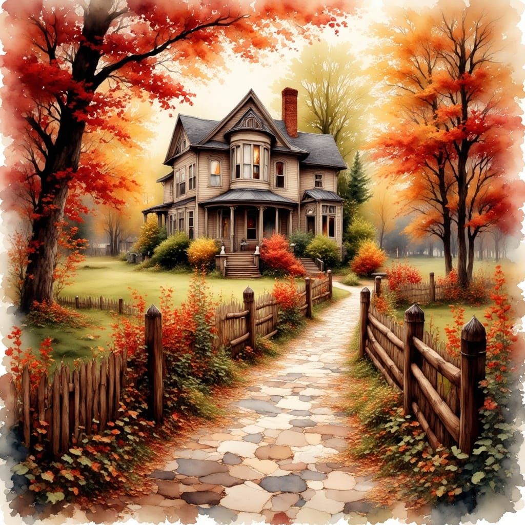 Warm Victorian Mansion in Gritty Autumn Hues