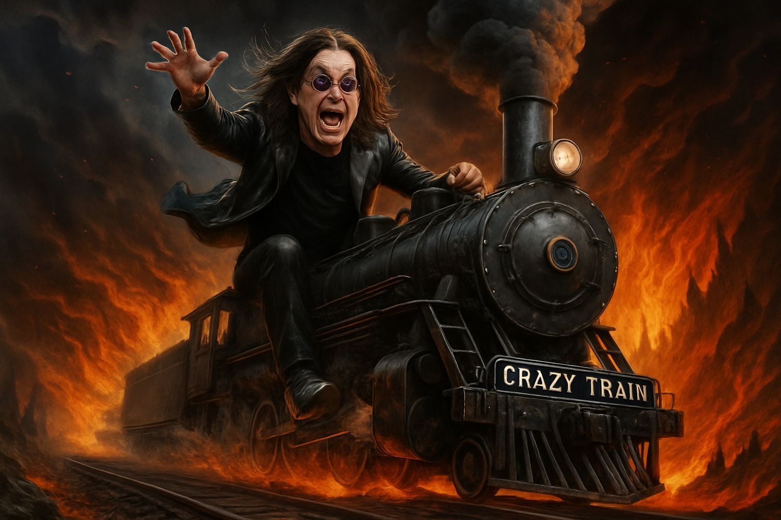 Ozzy Osbourne riding the Crazy Train to his next performance
