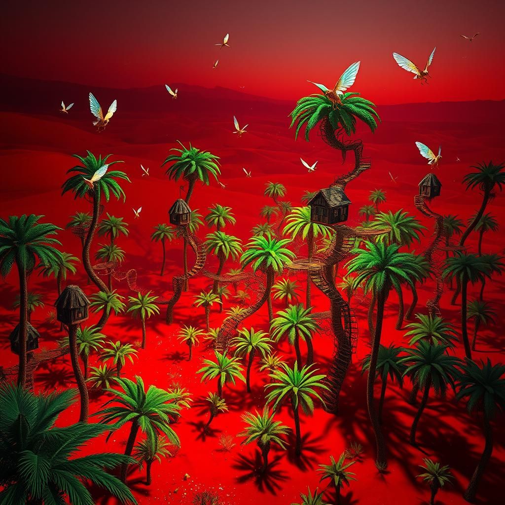 Surreal Desert Village at Twilight