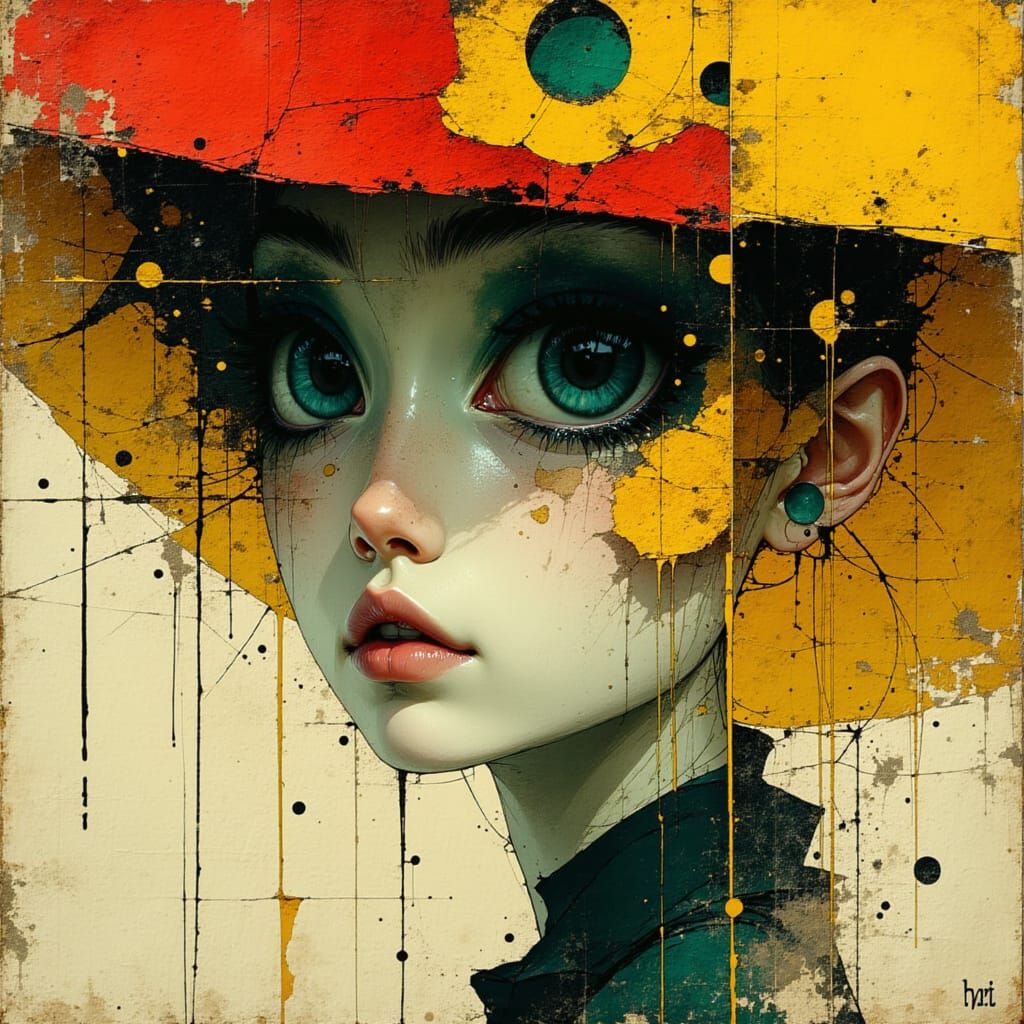 Hyper Cute Lady Portrait with Double Exposure and Forest Ele...