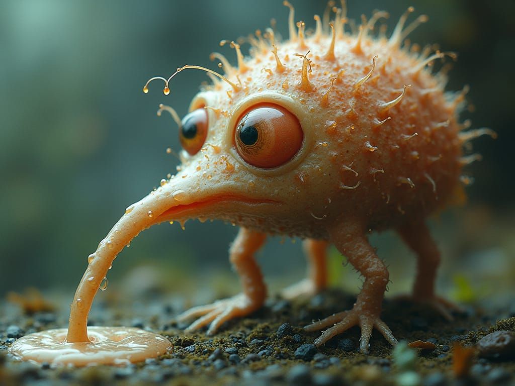 Tiny Petallic Person in Crazed Emulsion Denial