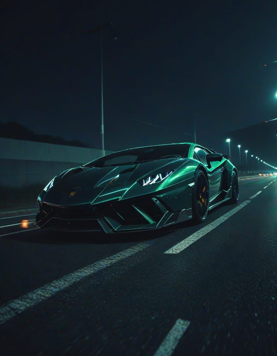 Hyper-Realistic Lamborghini in Vibrant Digital Art