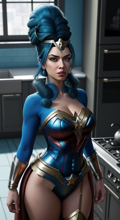 Marge Simpson as 3D Superhero in Simpsons Kitchen