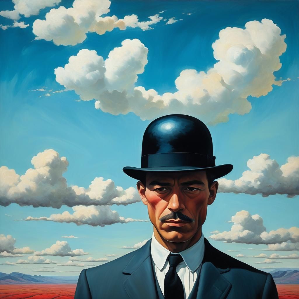 Surreal Man in Dreamscape as Impasto Painting