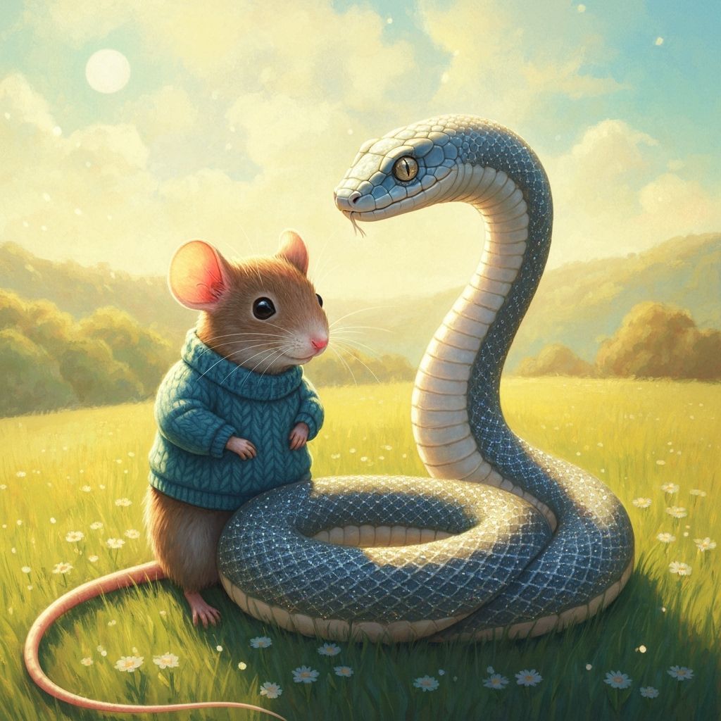 Mouse and Snake Friendship in Sunny Meadow