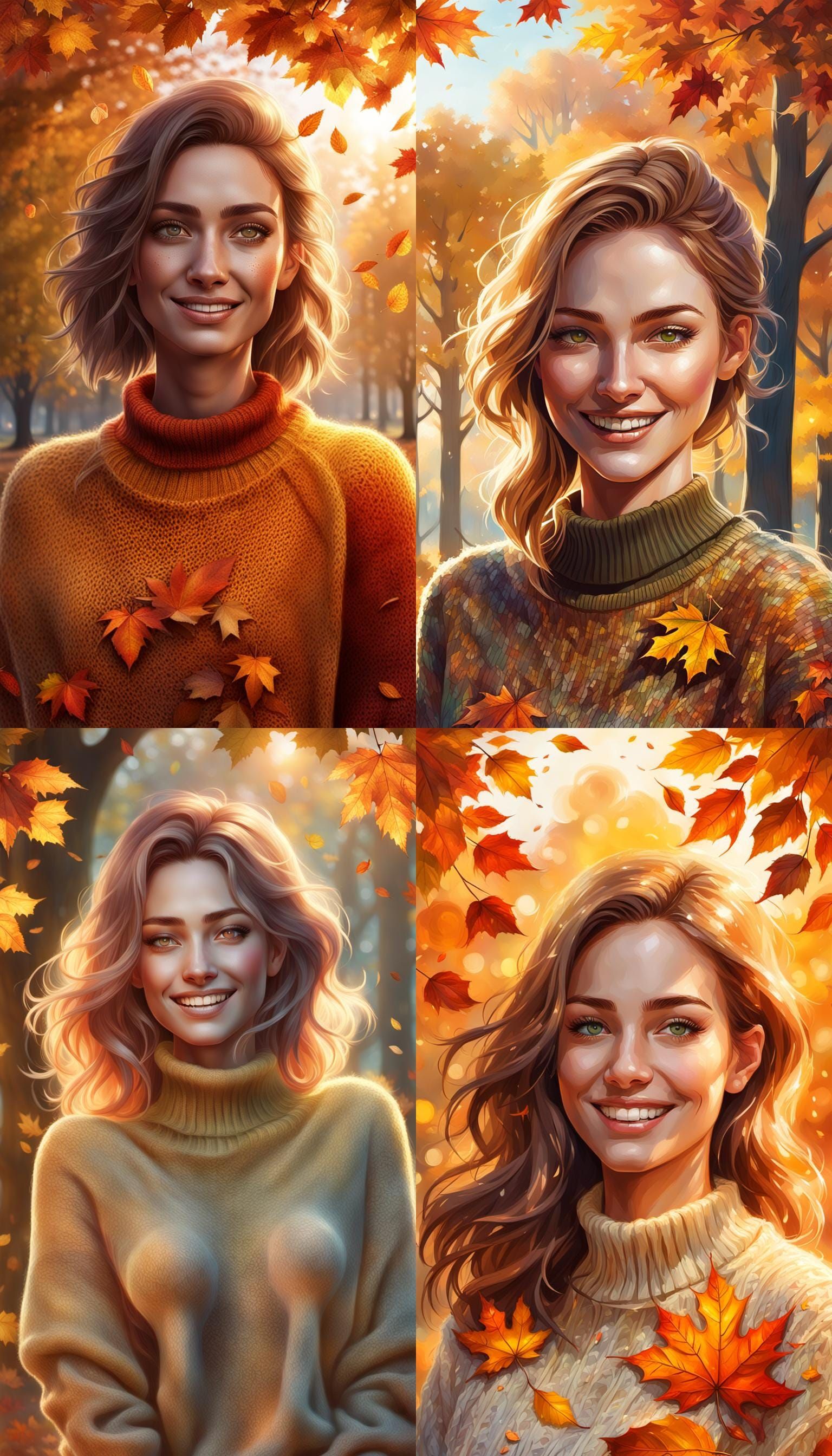 Autumn Portrait in Park with Volumetric Lighting