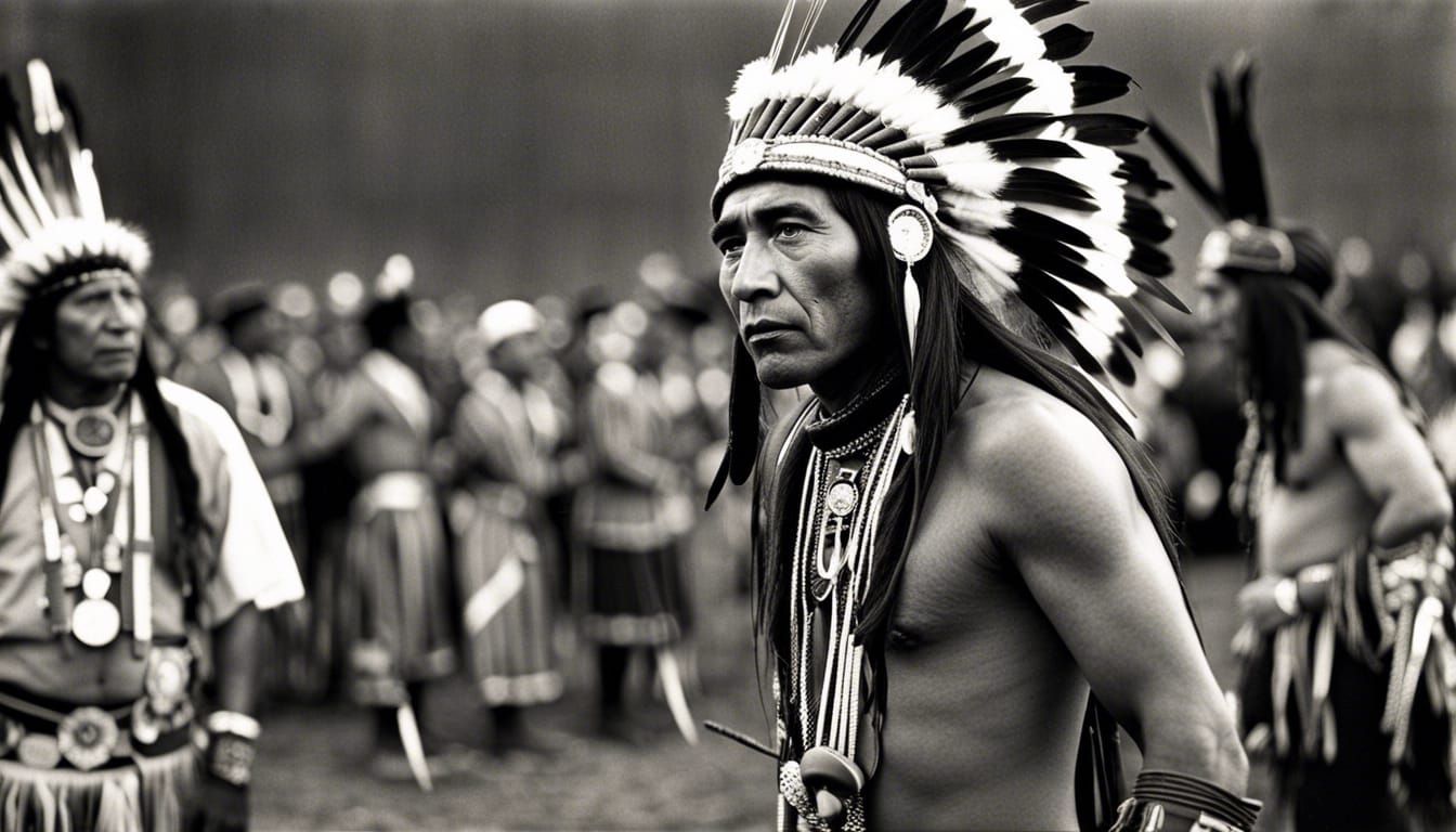 Native American Mono Men Dancing Pow Wow, 1900