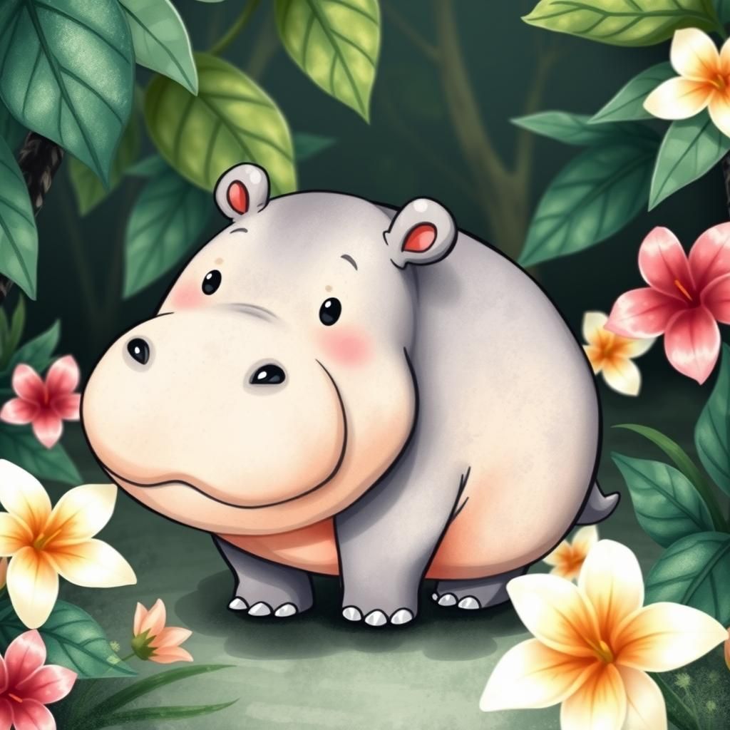 moo+deng  chibi baby pygmy hippo