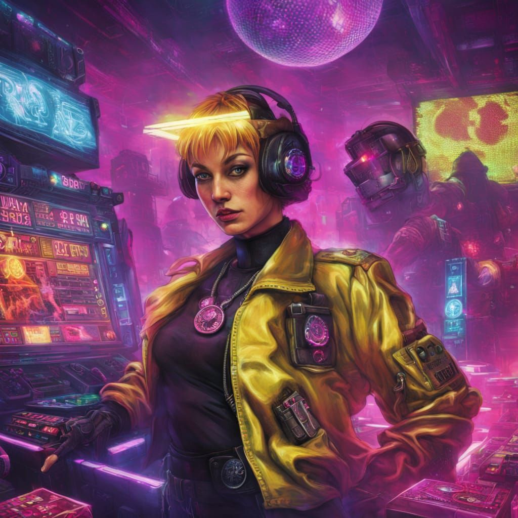 Neon Dreams of a Bust in Cyberpunk Night