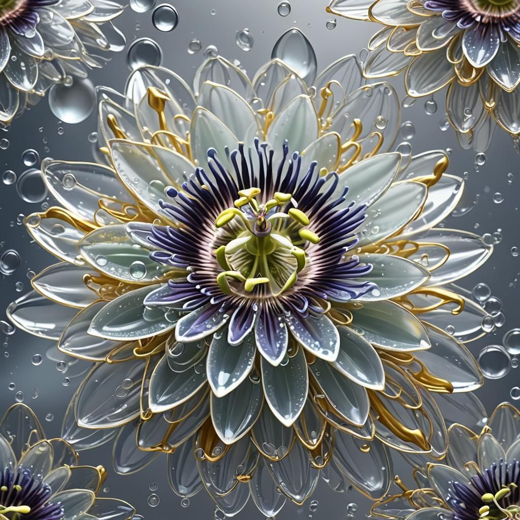 Liquid Silver Passion Flower in Fractoluminescence